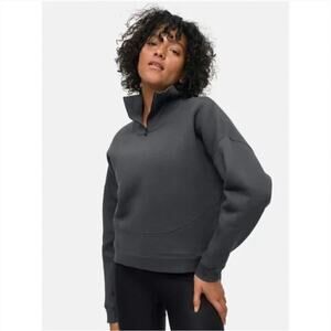 Outdoor Voices Nimbus Dark Gray 1/4 Zip Cotton Pullover Sweatshirt Large